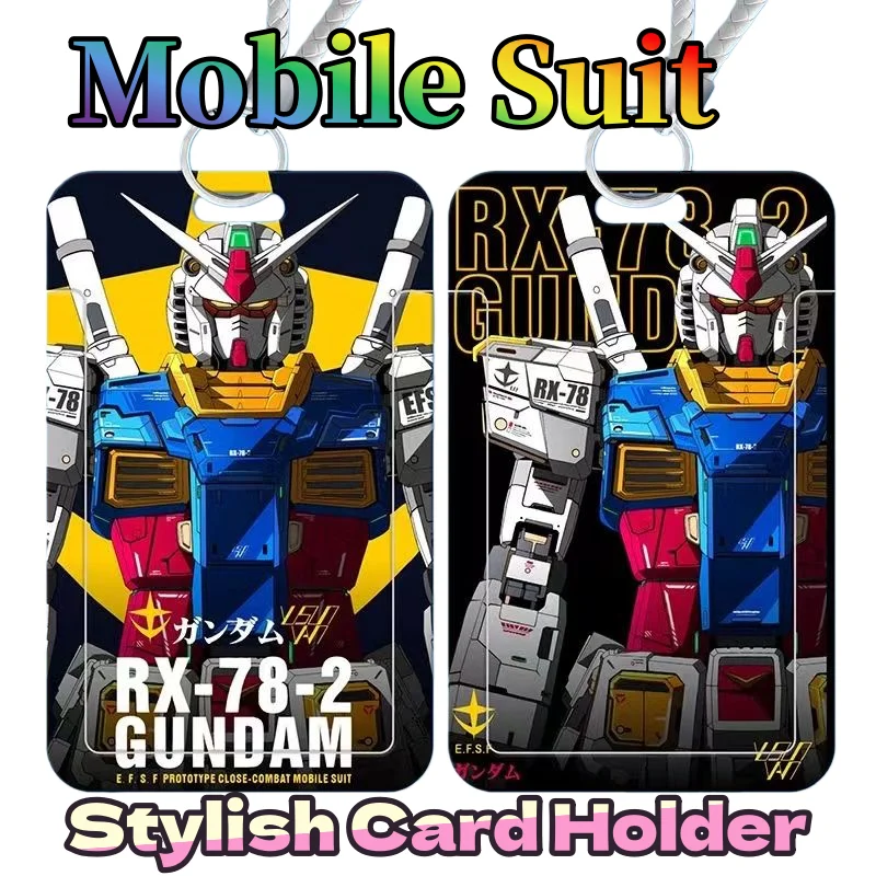 

Mobile Suit Gundam Student Sliding Card Holder Cute Fashion Cartoon Creative Case for Meal Cards, Bus Cards, and ID Protection