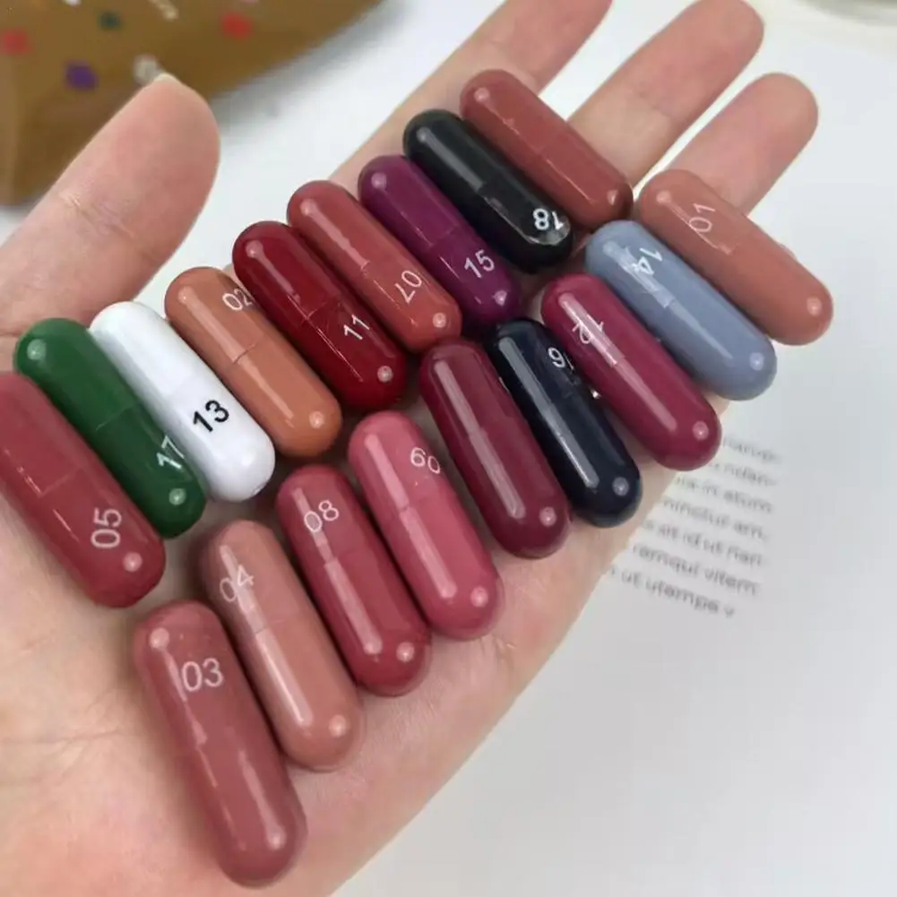 

1set Capsule Mini Lipstick Set Matte Velvet Macaron Capsule Lipstick Waterproof Lip Long Lasting Easy Color Lipstick Cosmetics
