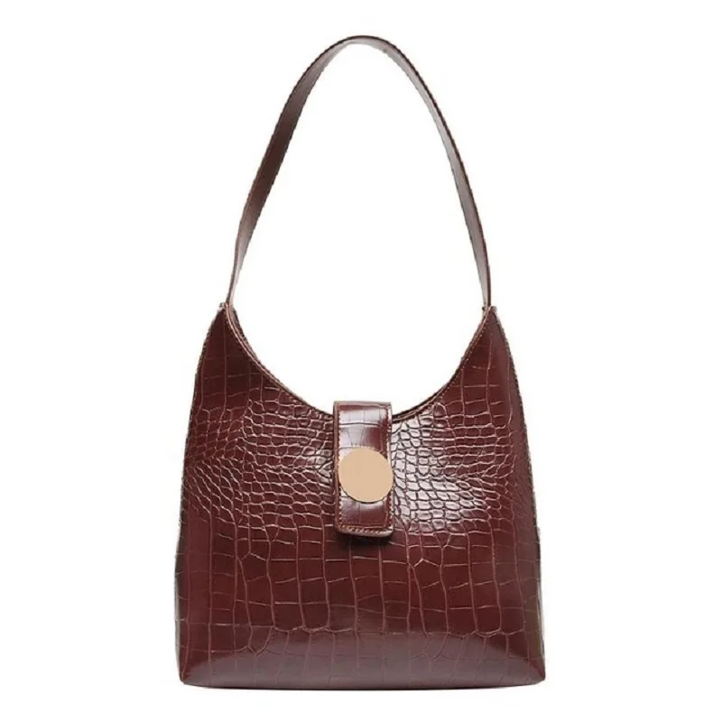 

Crocodile Pattern Crossbody Bags Women PU Leather Handbags Solid Color Shoulder Bag Simple Elegant Shopping Totes Saddle