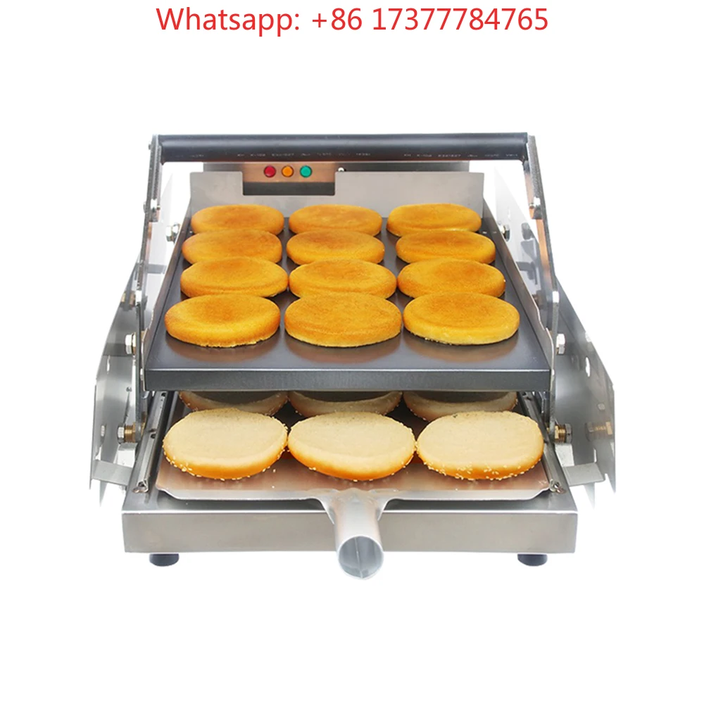 Double Layer Commercial Electric Burger Toaster Countertop Hamburger Baking Pan Toaster