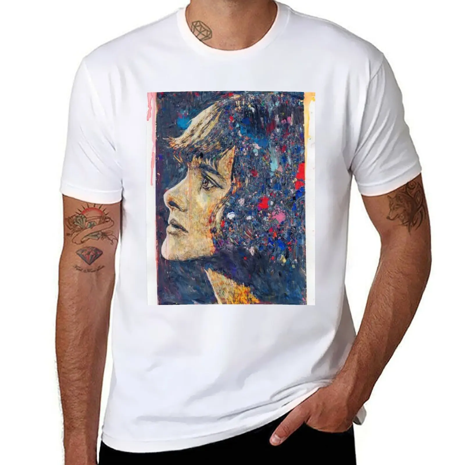

Daphne du Maurier - Hand Drawn Oil and Ink Portrait T-Shirt t shirts with prints man t shirts for men T-Shirt