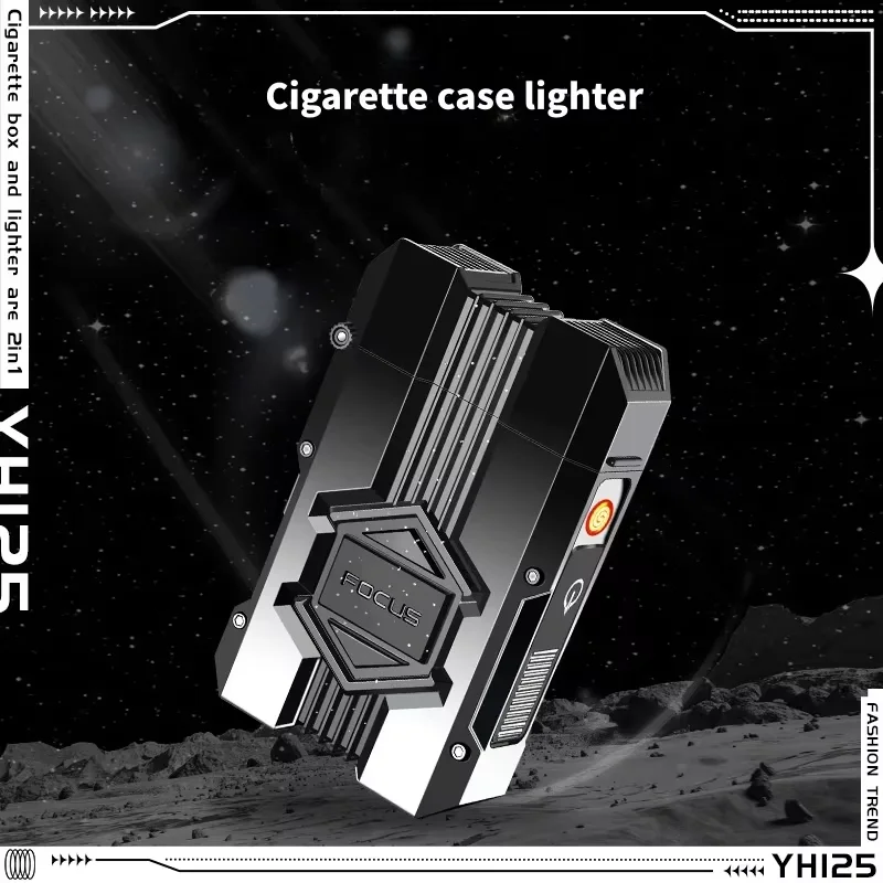 Creative Mecha Tungsten Wire USB Charging Cigarette Case Lighter Magnetic Suction Cover 10 Thick Cigarette Electronic Lighters