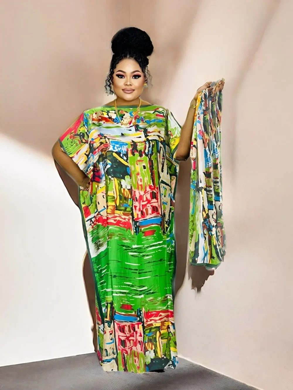 

African Floral Dashiki Dresses Print Loose Fit Casual Fashion Women Clothing