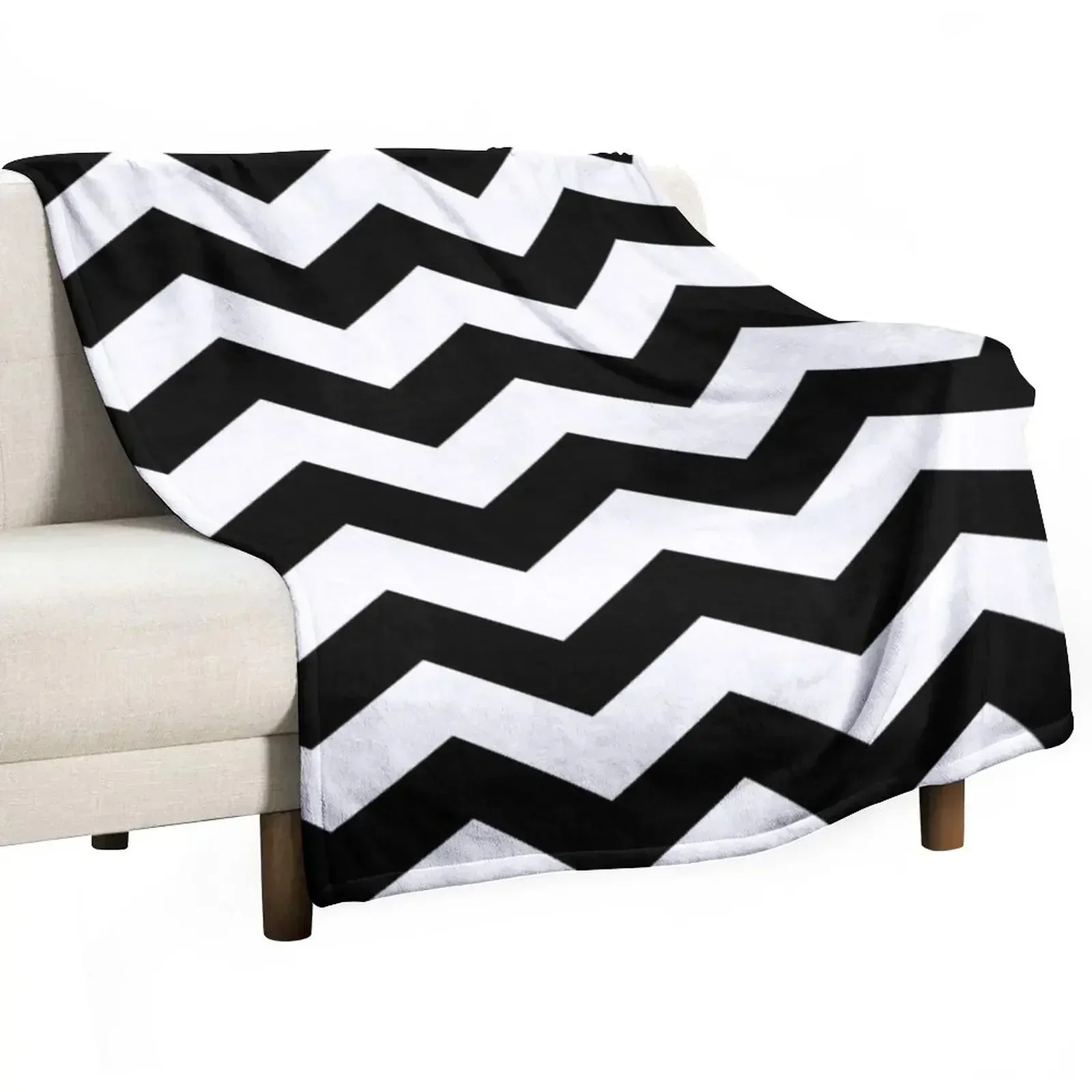 

Black And White Zigzag Chevron Throw Blanket manga funny gift Luxury Brand Blankets