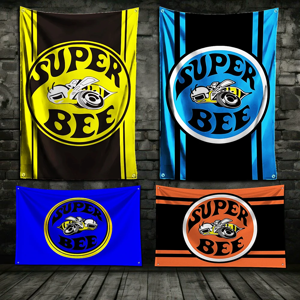 

3x5 Ft Super Bee Flag Polyester Digital Printing Banner for Garage Wall Art Out Door Decoration With Brass Grommets