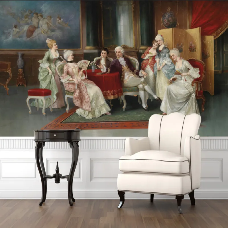 

European Palace Characters Oil Painting 3D Photo Wallpapers Hotel Restaurant Living Room Bedroom Wall Paper Papel De Parede 3D