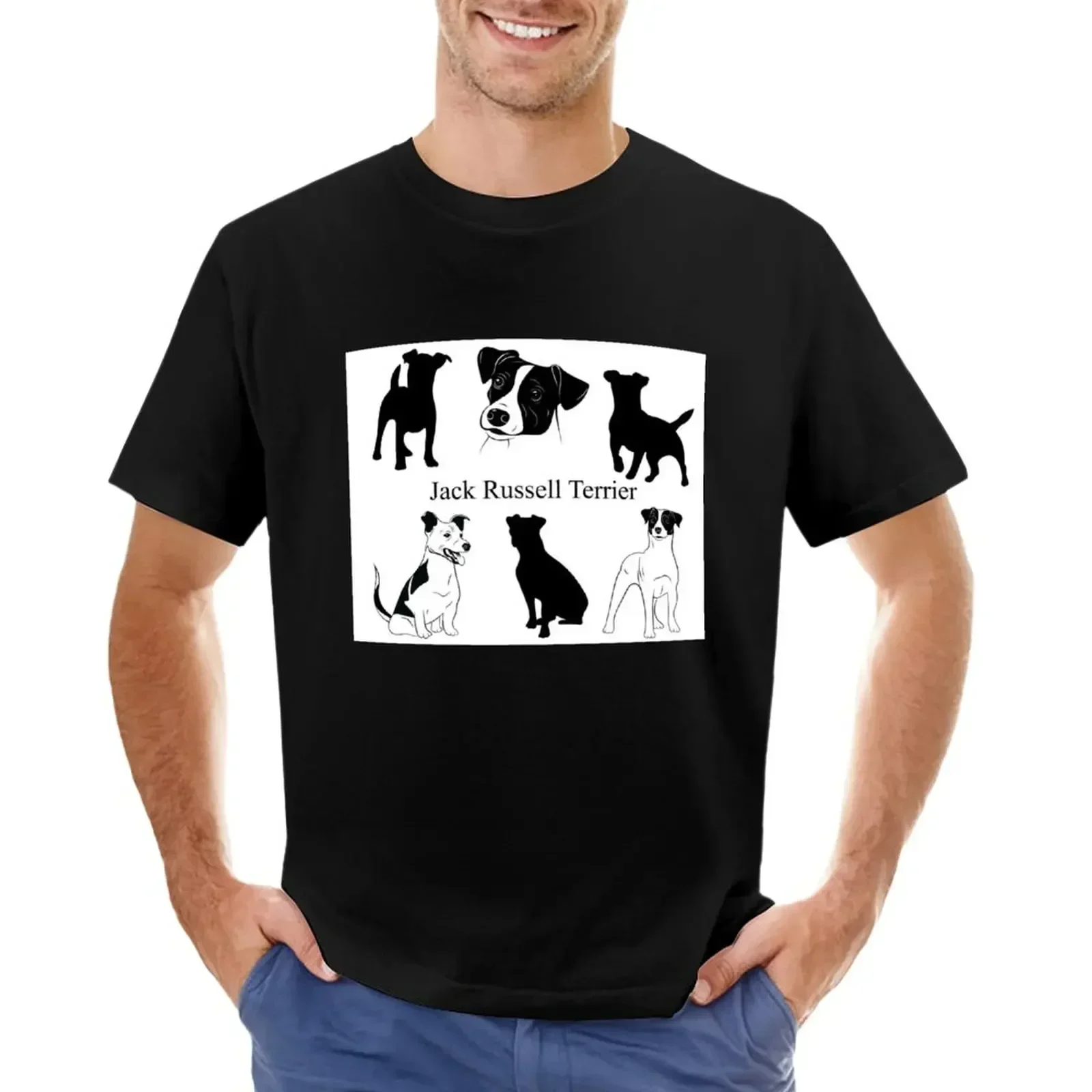 Jack Russell Terrier Dog Art T-Shirt anime for a boy sweat Men's cotton t-shirt 2024 heavyweight new arrival round neck cotton