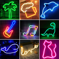 LED Neon Sign Lights Party Wall Art Decor Room Bar Beer USB/Battery Neon Lamps Wall Hanging Neon Signs Musical Note Night Lights