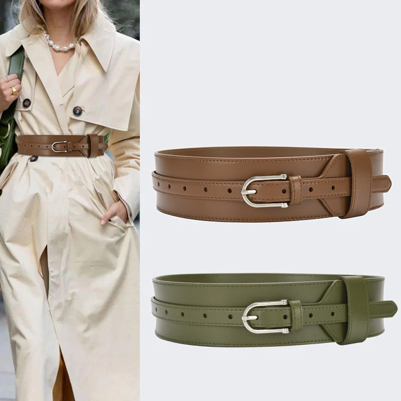 Women's waist belt fashion matching skirt top simple and versatile wide belt decoration dual-purpose wide belt 5.8cm width