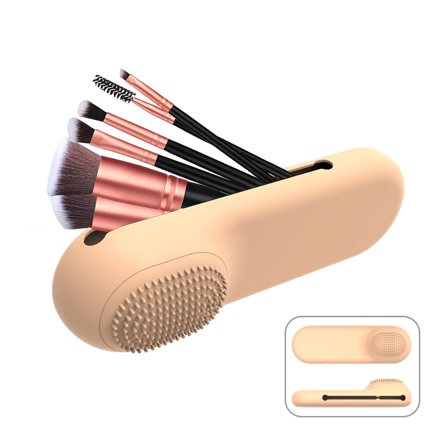 

# Hot Sales Wholesale Silicone Travel Makeup Brush Bag Holder Portable Reusable Makeup Brush Cover Brushes Cleaning Tools