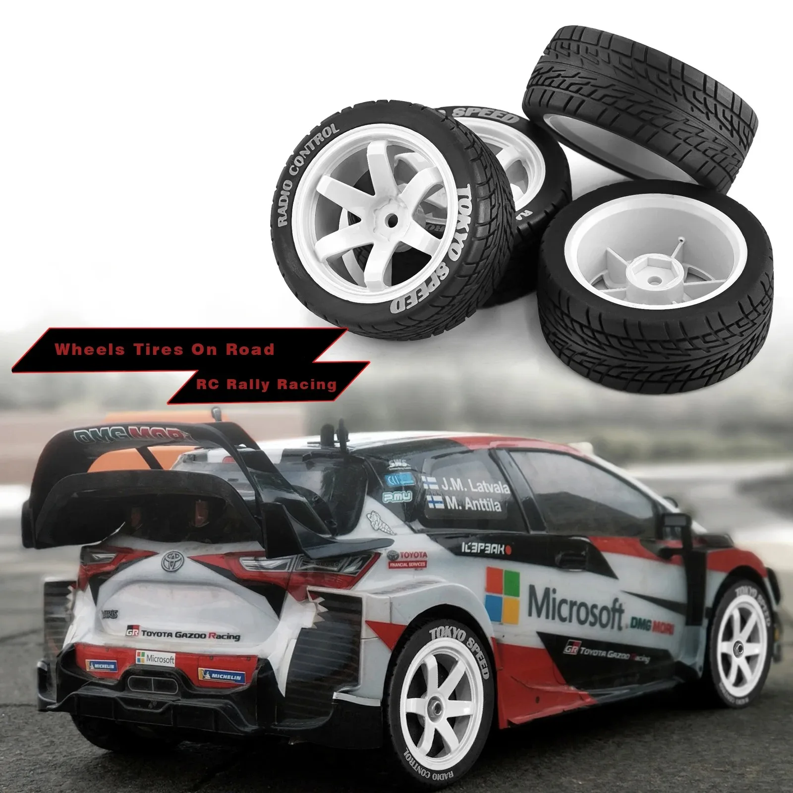 

RC 1/10 RC Rally Racing Wheels Tires On Road Car Rubber Tyres 12mm Hex for HPI KYOSHO Tamiya XV02 XV01 TA06 TT01 TT02 PTG2