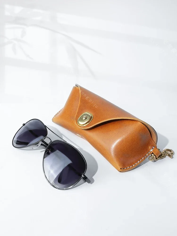 First Layer Cowhide Heavy Grease Sunglasses Case Glasses Case