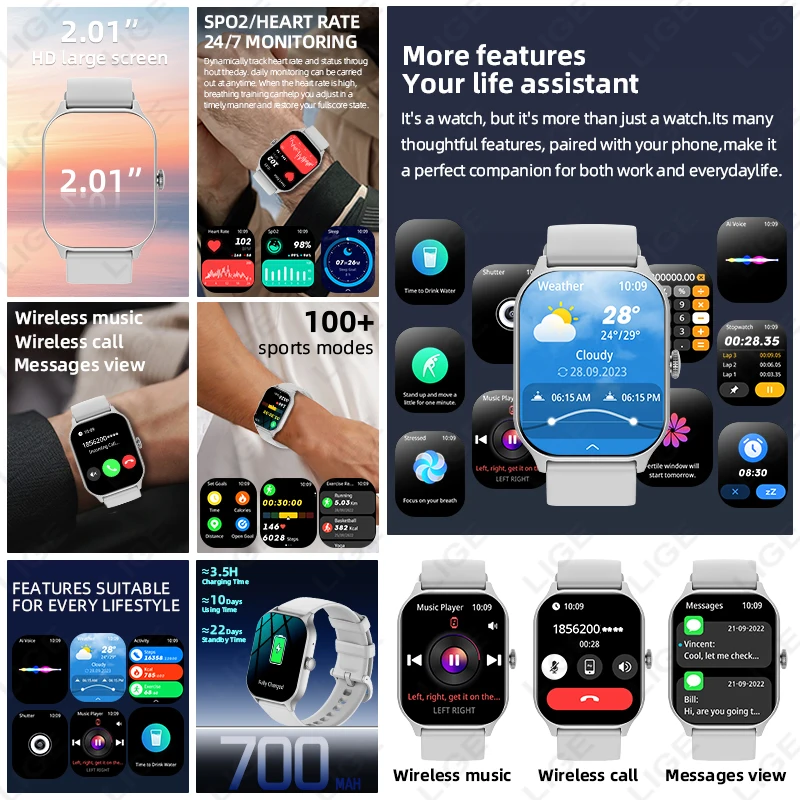 FOXBOX 2026 Smart Watch NEW GPS Motion Trajectory Sports Tracker Health Sleep Monitor 700mAh Bluetooth Call Message Men Women