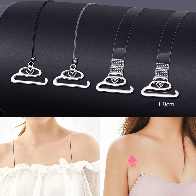 1Pair Summer Women Transparent Bra Straps Silicone Bra Accessories Bra Shoulder Strap Women's Adjustable Hook Invisible Straps