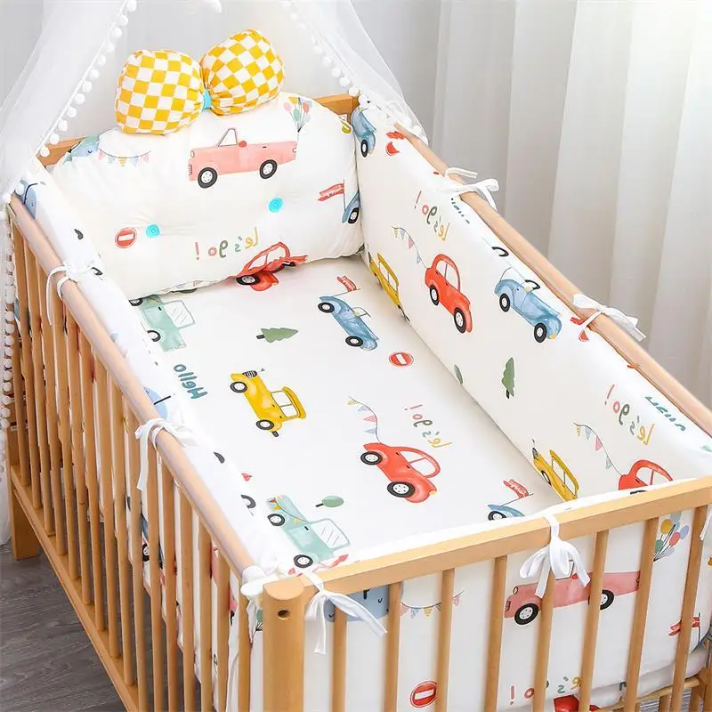 Newborn Cotton Breathable One-piece Bed Bumper Removable Washable Children Bedding Set Four Seasons Universal Cartoon CribBumper