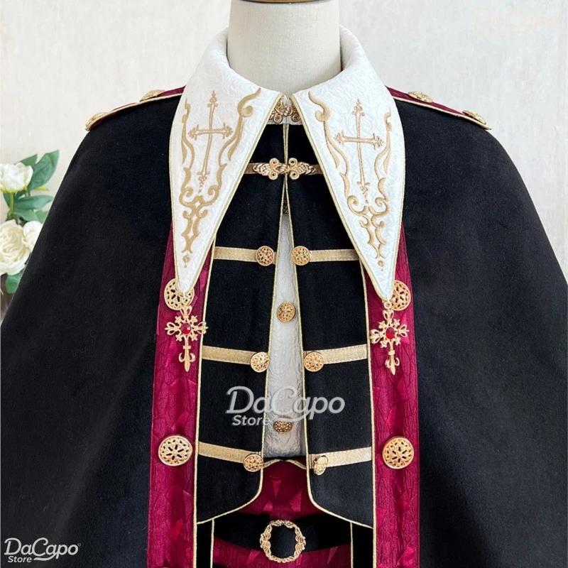 Original Vampire Unisex Ouji Femboy Lolita Outfit Women Gothic Daily Suit Jacket Shirt Set Cosplay Halloween Party Cape Shawl view 4