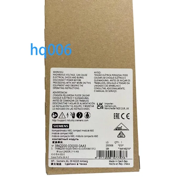 

1 шт. 3rk2200-0dq00-wbr0aa3 3rk2 200-0dq00-0aa3 абсолютно новый оригинальный точечный ПЛК