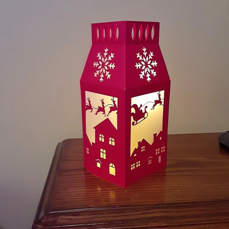 Winter Deer House lantern Carbon Steel Cutting Dies Mold Scrapbooking Christmas Cutting Mold Leaf Craft Mold