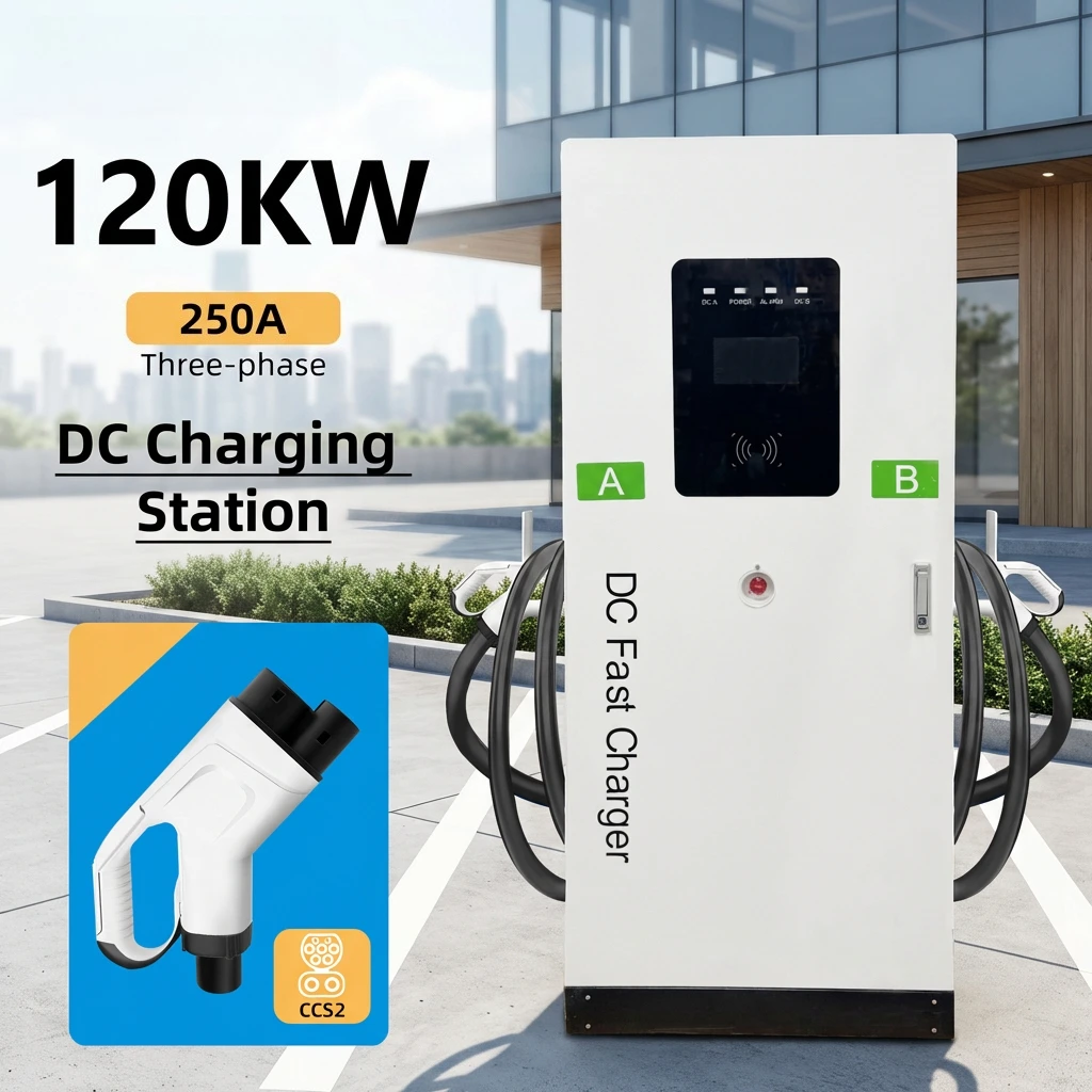DC EV Charger 60kW Fast Charging Station CCS2 GBT Dual Guns OCPP 1.6J Smart Commercial Parking Lot Charger Floor Mount
