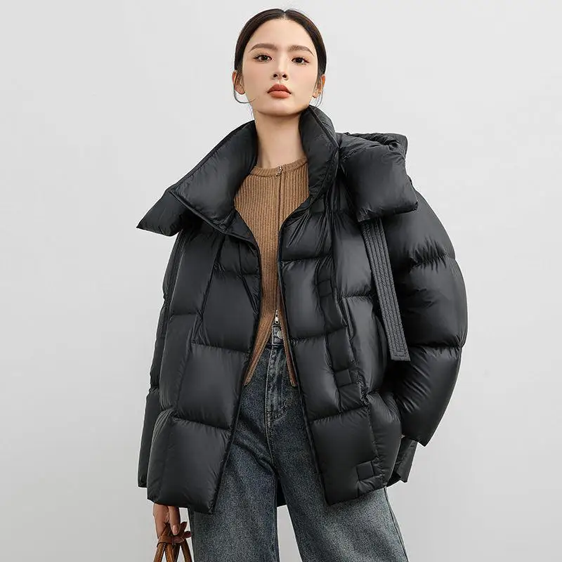 

Zero-Prure Du down Jaet ort Thiened Bread Sle, женское зимнее пальто, съемная кепка, корейская версия небольшого размера