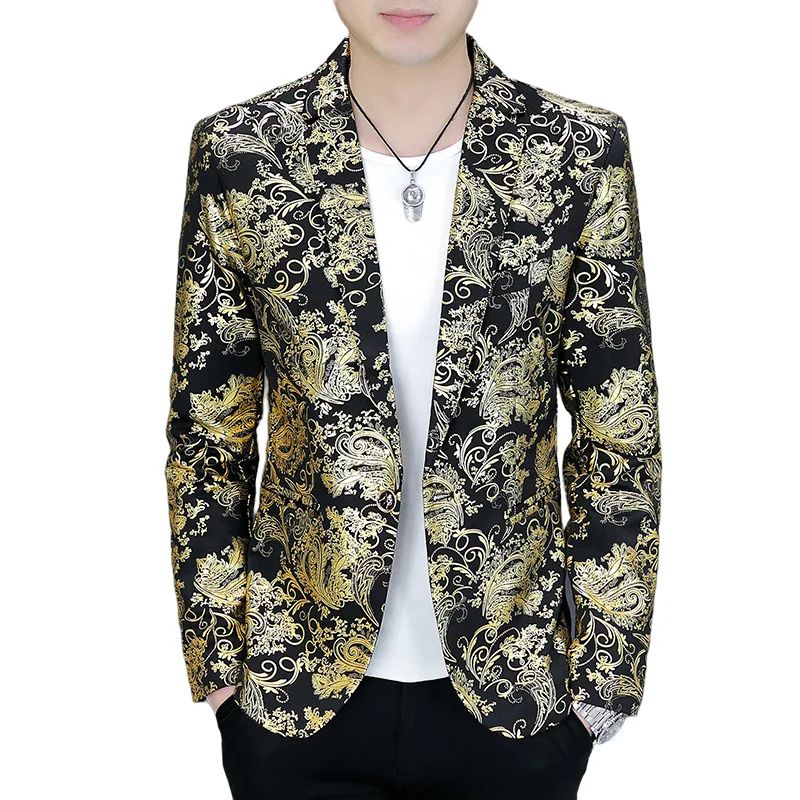 Blazer New Men\'s Fashion Business Gentleman Hot Stamping Print Outdoor Performance Trend Wedding Banquet Casual Blazer