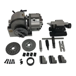Universal Dividing Head BS-0 4 Inches 5 Inch CNC 4th Rotary Axis 100mm 125mm 3 Jaw Chuck Tailstock Center Height 100mm