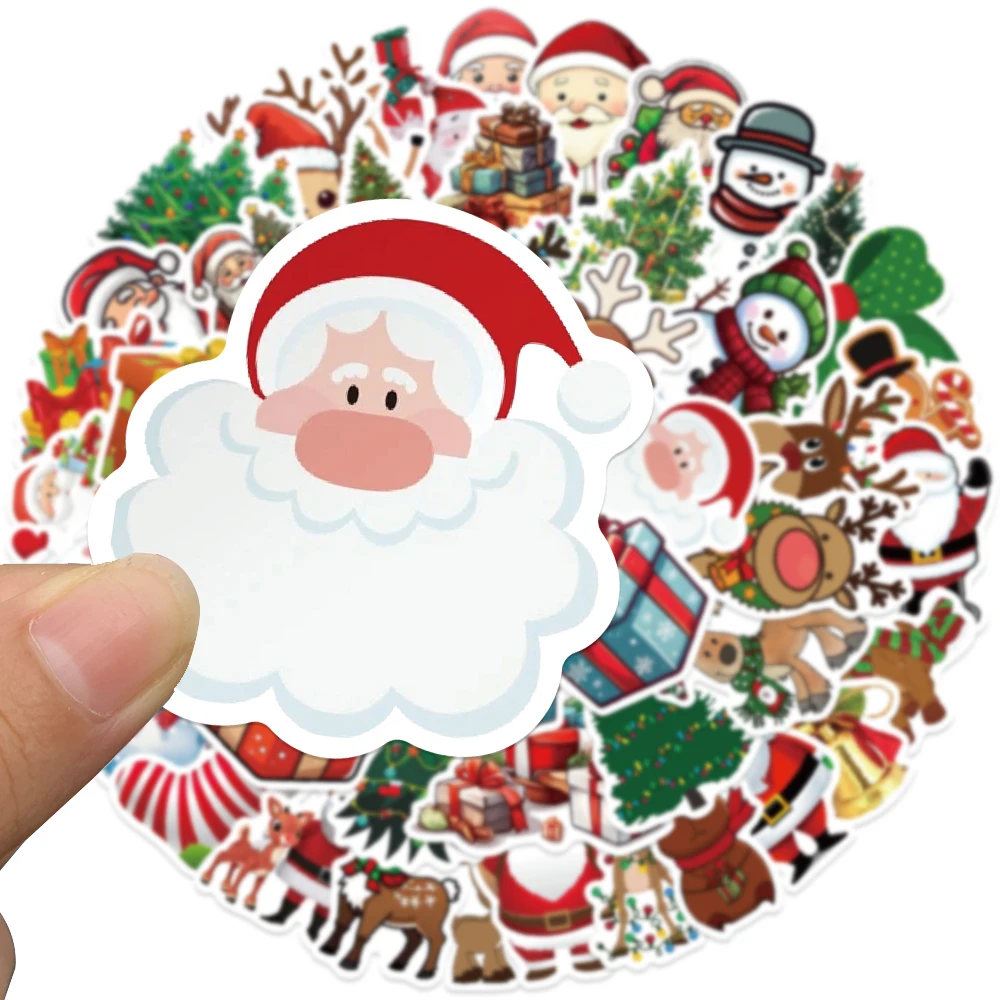 50pcs Christmas Day Stickers Decals For Phone Laptop Suitcase Notebook Guitar Cartoon Graffiti Aesthetic Stickers Kids Toy Gifts