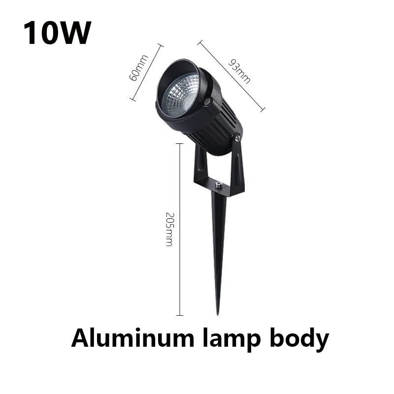 정원 별장 광장 녹화 LED 잔디 램프, 야외 방수 IP65, 스파이크 전구, 정원 경로 LED 스포트라이트, 10W, 220V, 110V, 12V, 24V