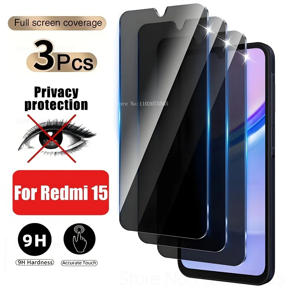 

3Pcs Anti-Privacy Screen Protector for Xiaomi Redmi 14C 5G 14R 12C 13X 13C 15 Anti-Spy Tempered Glass 15C 4G 11Prime 10A 10X Pro