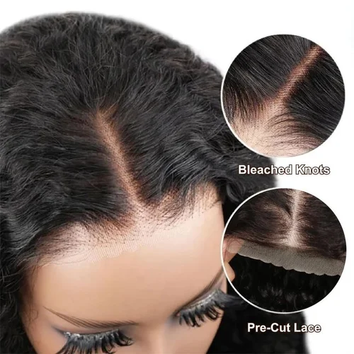 Imagen 2 del producto Peluca sin pegamento de onda profunda Wear And Go de 250 de densidad, cabello humano para mujeres 7x5 13x6 Hd, pelucas frontales de encaje rizado en venta de liquidación