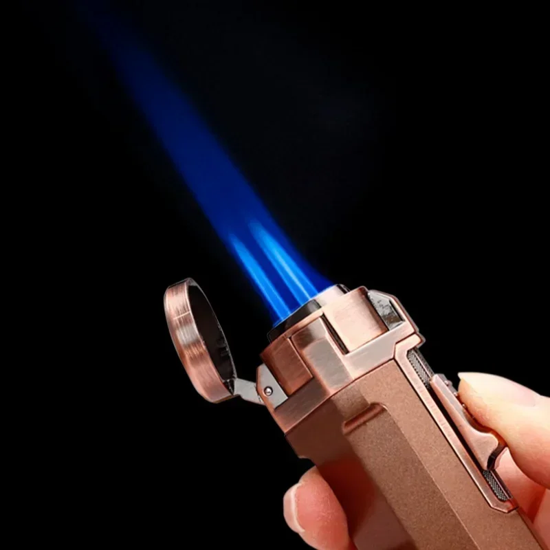 JOBON Zinc Alloy Strong Firepower Three Jet Flame Cigar Lighter Bottom Cigar Diamond Outdoor Portable Butane Gas Torch Lighters - view 3