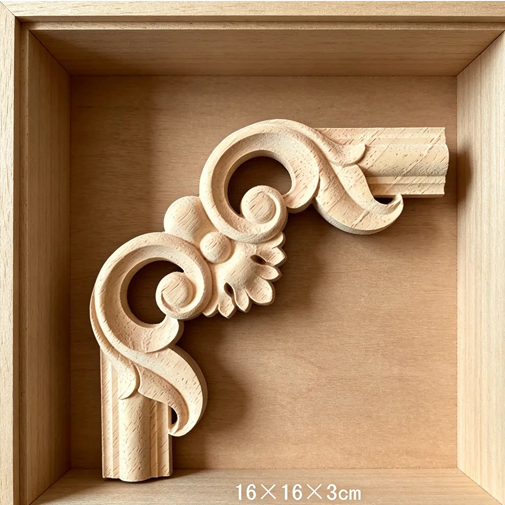 Flower Wood Carving Natural Appliques for Furniture Mouldings Decal Decorative Figurines Home Decoration Accessories Modern