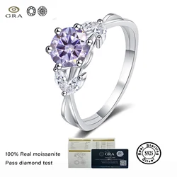Sparkling 1.0 carat Moissanite Diamond Rings for Women Solitaire Genuine 925 Sterling Silver Designer Luxury Wedding  Jewelry