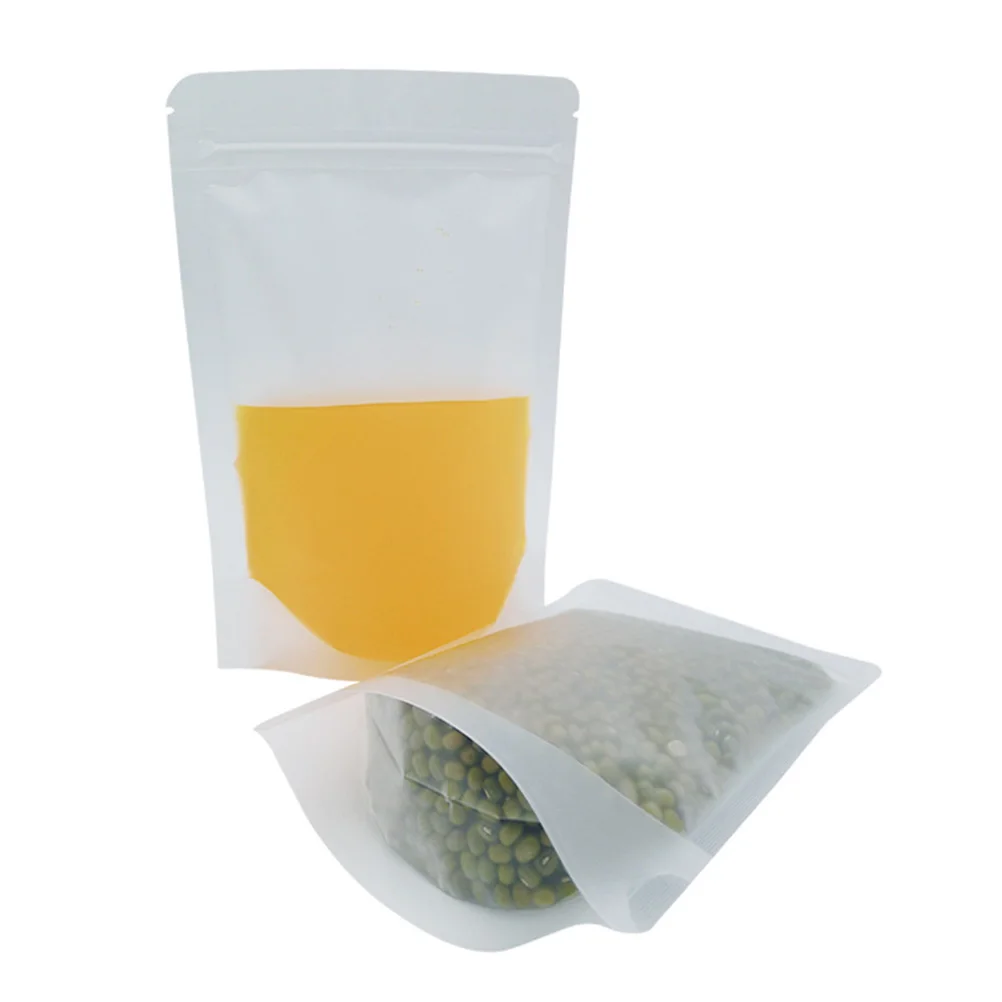 

100pcs Self-Sealing Transparent Storage Food-Grade Pet/Pe Reusable Pouches For Nuts Coffee Dried Fruits Snacks Beans Tea Bulk