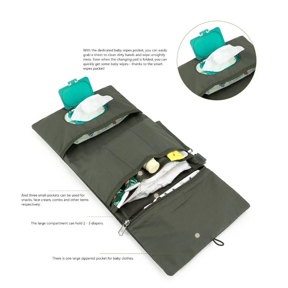 Cute Baby Hanging Diaper Bag Cotton Multi-Compartment Foldable Storage Pouch Multiple Solid Colors Cartoon Bear