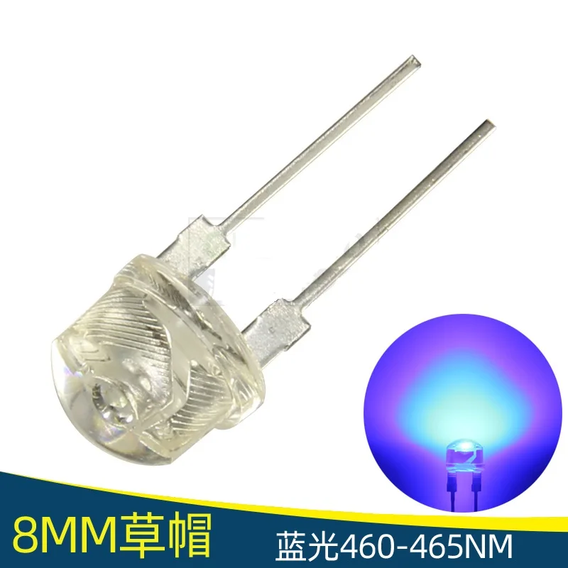 F8 8mm 0.5W Straw hat F8 highlighting positive white light red blue green Yellow Light LED light beads 50Pcs/Lot