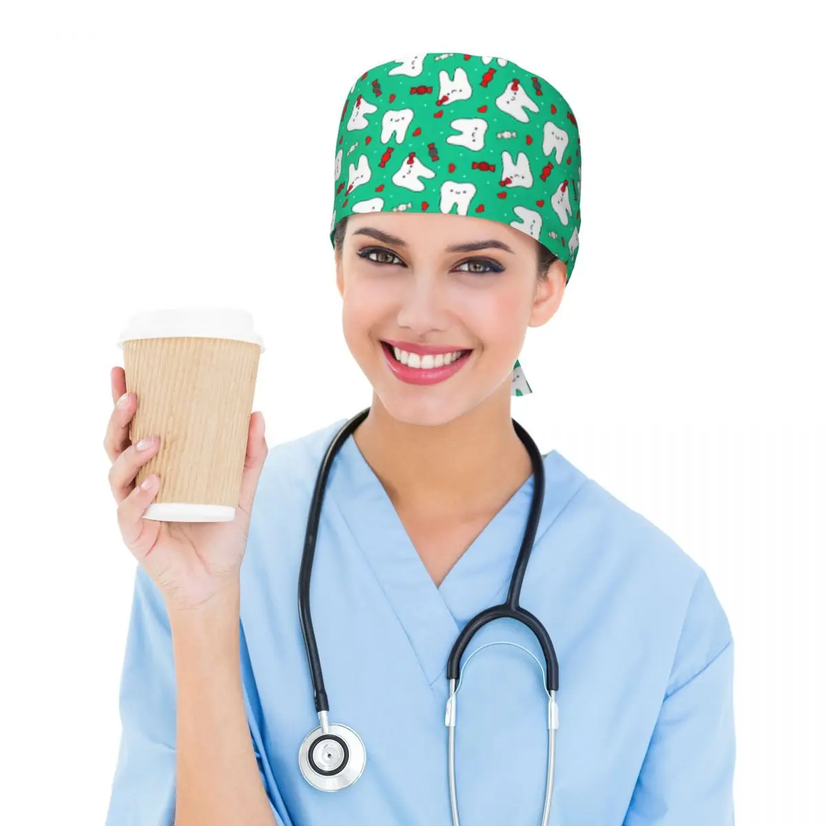 مخصص سعيد الأسنان والحلوى قبعة العمل القبعات الجراحية النساء الرجال طبيب الأسنان غرفة العمليات قبعة قبعة التمريض مختبر يعمل قبعة