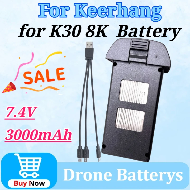 

Аккумулятор литиевый перезаряжаемый 7.4V 3000mAh для дрона Keerhang K30 8K, аксессуары для зарядки аккумуляторов K619MAX повышенной емкости