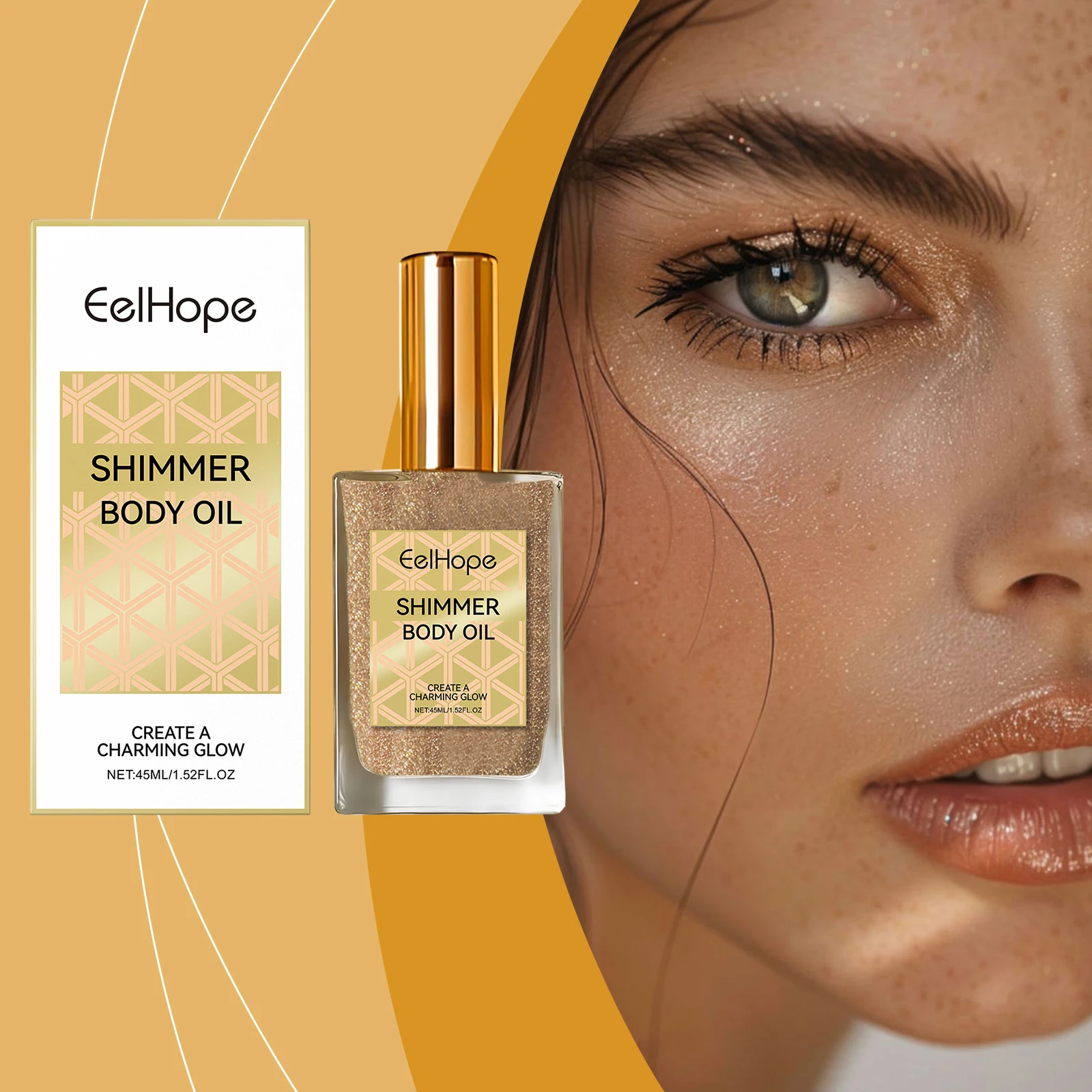 

Gold Body Glitter Oil Facial Body Clavicle Liquid Highlight Shine Moisturizing Easy To Apply Long-lasting Golden Luster Effect