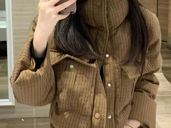 Fashion Short Style Solid Color 2025 Winter New Breadms Women's Jackets Stand Up Collar Simple Down Cotton Jacket Trendy