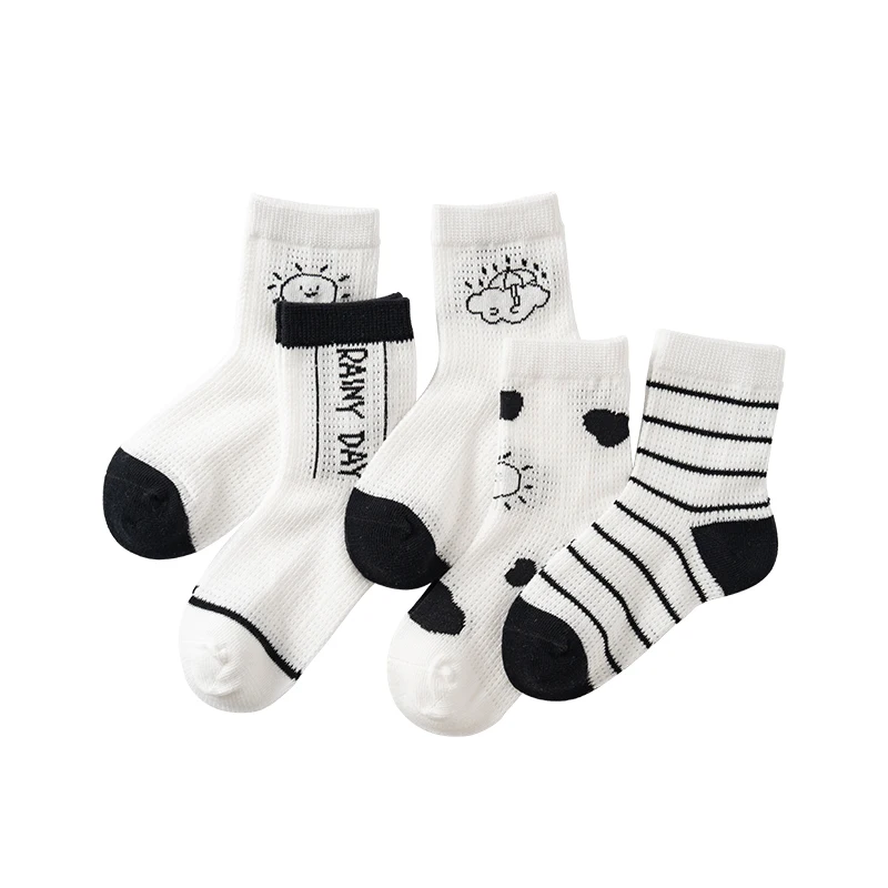 5 Pairs Kids Summer Mesh Socks Cartoon Print No-Show Short Socks Breathable Cotton Anti-slip Toddler Socks for Boys Girls