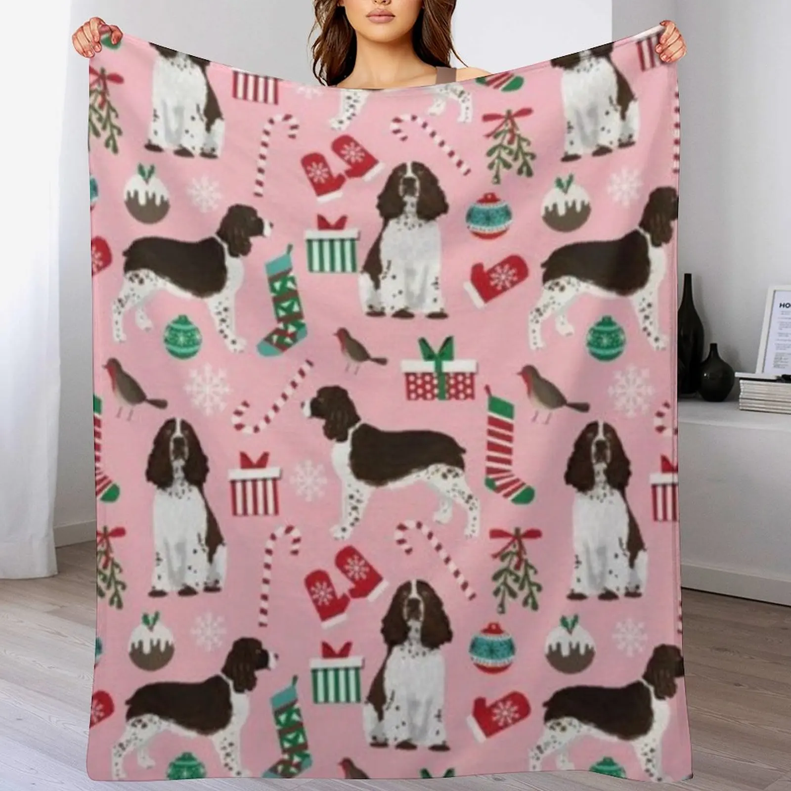 

SPRINGER SPANIEL Throw Blanket Thin christmas gifts Shaggy Flannel Blankets