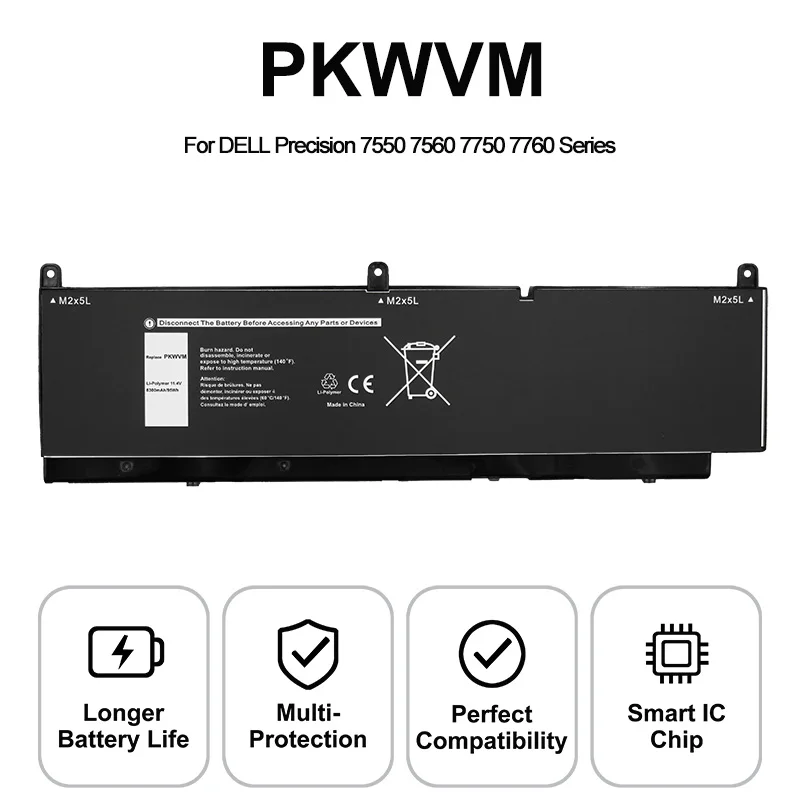 For DELL PKWVM Laptop Battery DELL Precision 7550 7560 7750 7760 Precision 15 7550 Precision 15 7560 Precision 17 7750 C903V