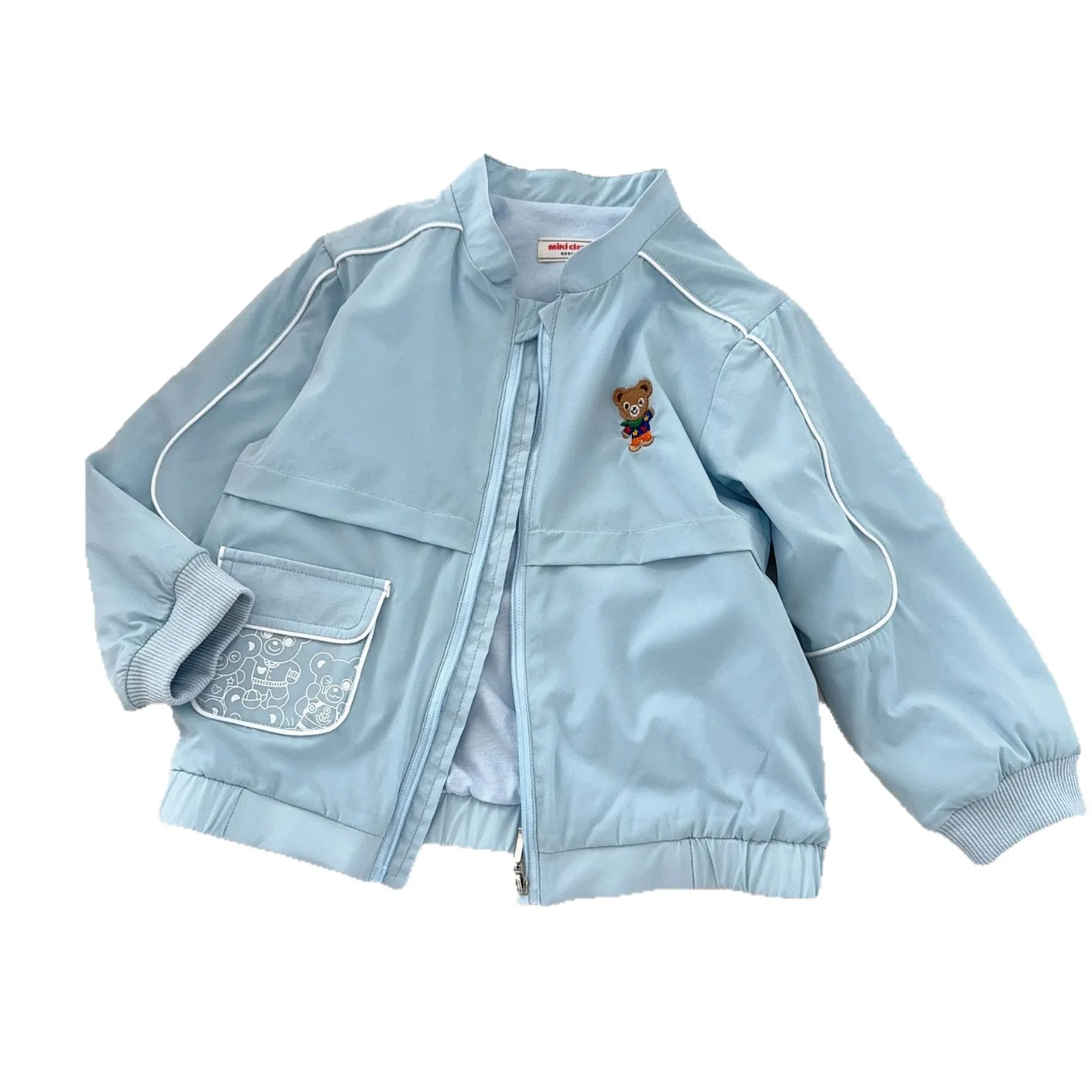 

Детская одежда для мальчиков и девочек: Двухслойная куртка с карманом в виде медвежонка, 95% хлопок, японский стиль, новая коллекция Весна 2026, для детей 3-6 лет