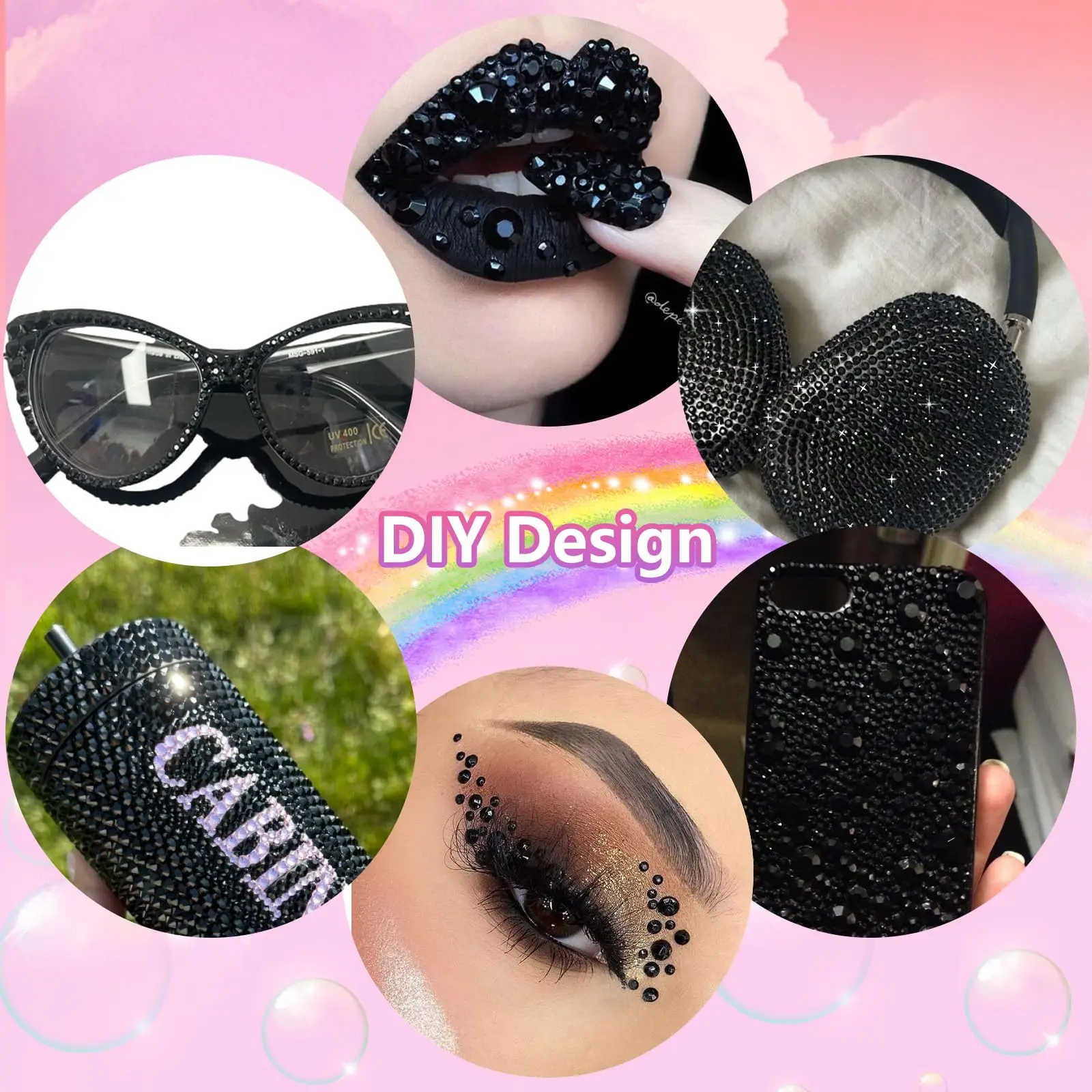 15000 Stück Mehrfarbige Harz-Jelly-Strasssteine, 2-6mm Flache Rückseite Nicht-Hotfix Nagelsteine mit Wachspickstift & Pinzette DIY – Detail 4