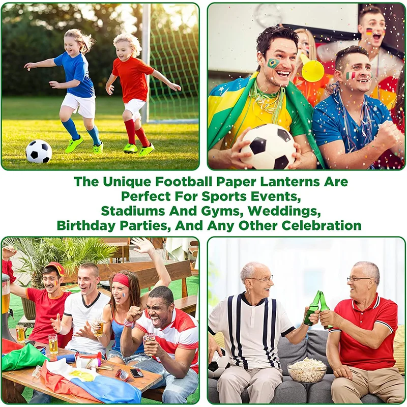 5/12 Stück Fußball-Papierlaternen für Kinder, Jungen und Mädchen, Sport, Fußball, Geburtstagsparty, Gastgeschenke, Heimdekoration, hängende Papierbasteleien – Detail 4