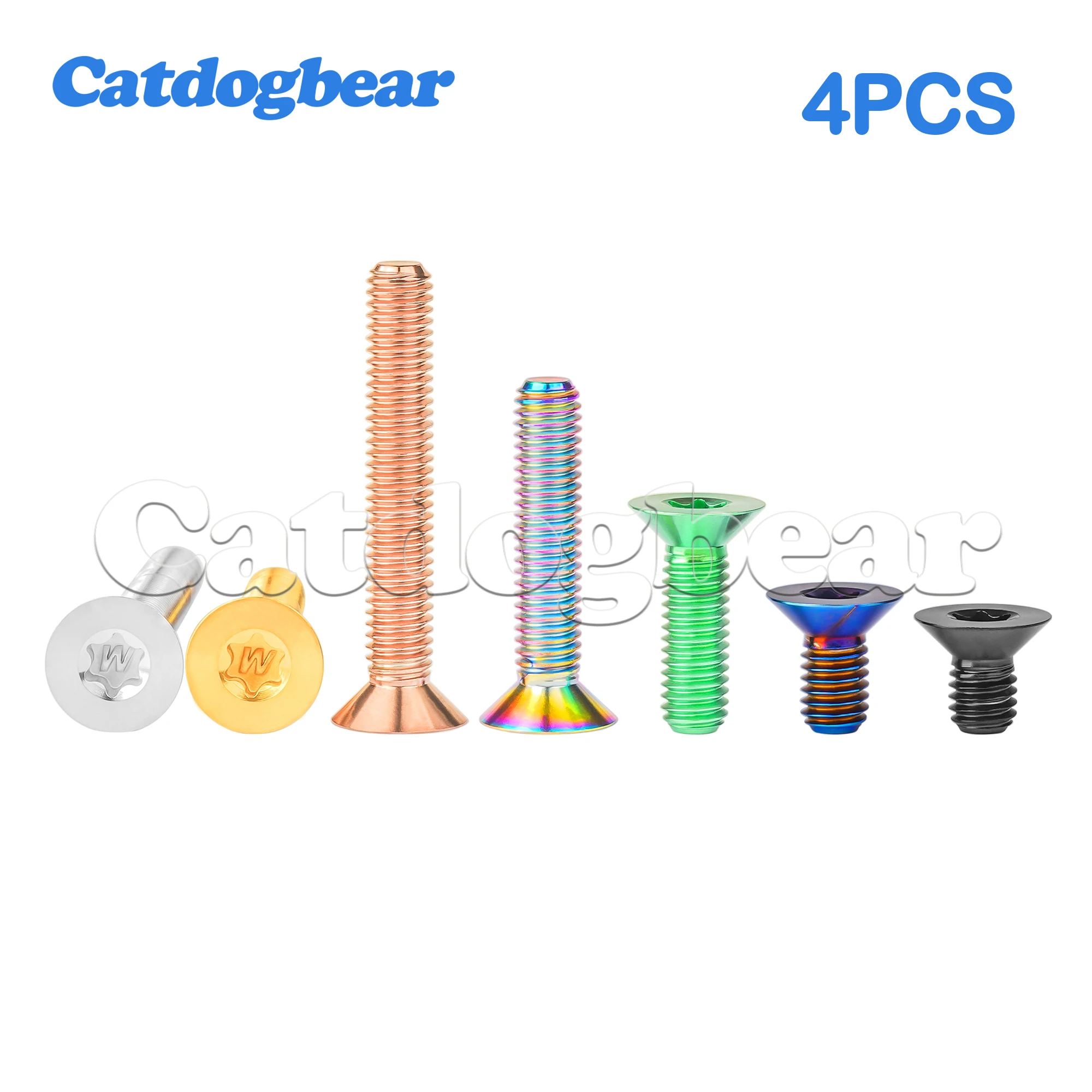 Catdogbear 4PCS Titanium Bolts  M5x 10 12 15 20 25 30 35 40mm Torx Screws For Motorcycle Bicycle