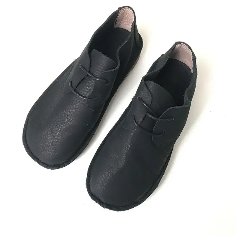 Careaymade-Genuine Leather Wider Toe Women's Shoes,Pure Handmade Casual Shoes Lace Retro Soft Work Driving Shoes Gravida Colors