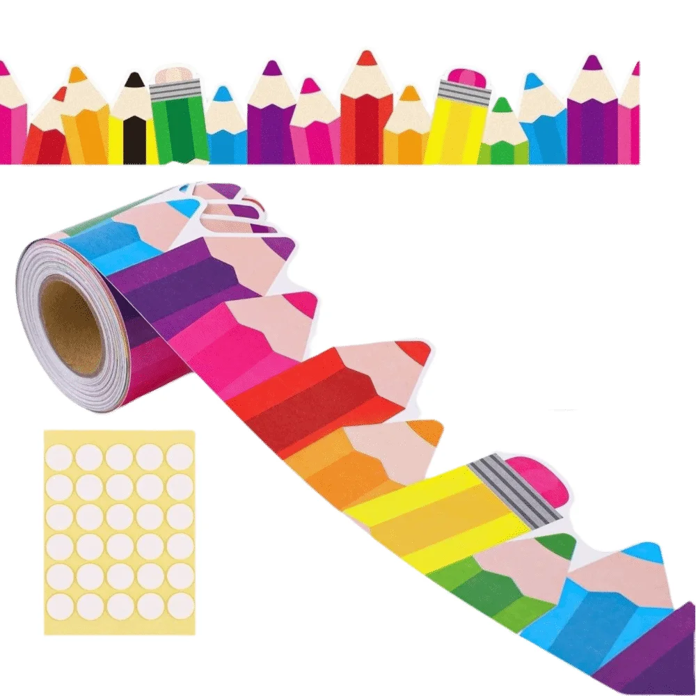 Self Adhesive Chalkboard Bulletin Board Border Coated Paper Roll Format Classroom Border Decors DIY Decorative Stickers