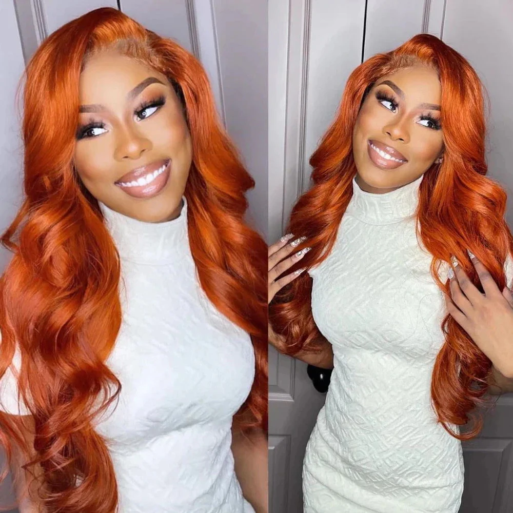 13x6 Lace Frontal Wigs Body Wave Human Hair 350# Colored Wigs Orange Ginger Body Human Hair Wig Ginger Wig for Women Color Wig